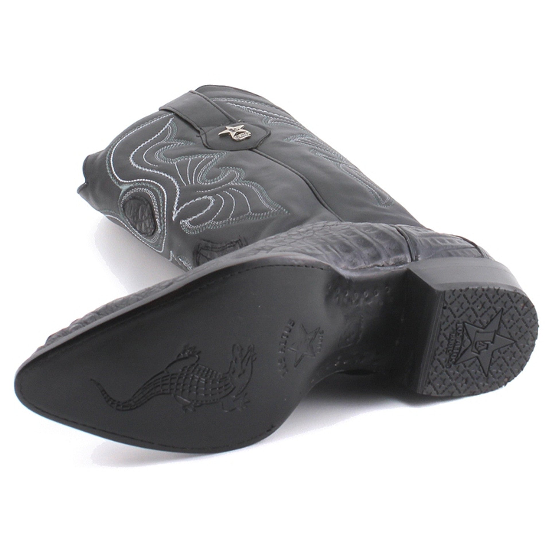 Men's Black Caiman Hornback Boots by Los Altos