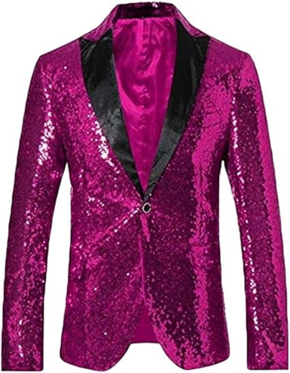 Hot Pink Sequin Tuxedo Jacket by Alberto Nardoni