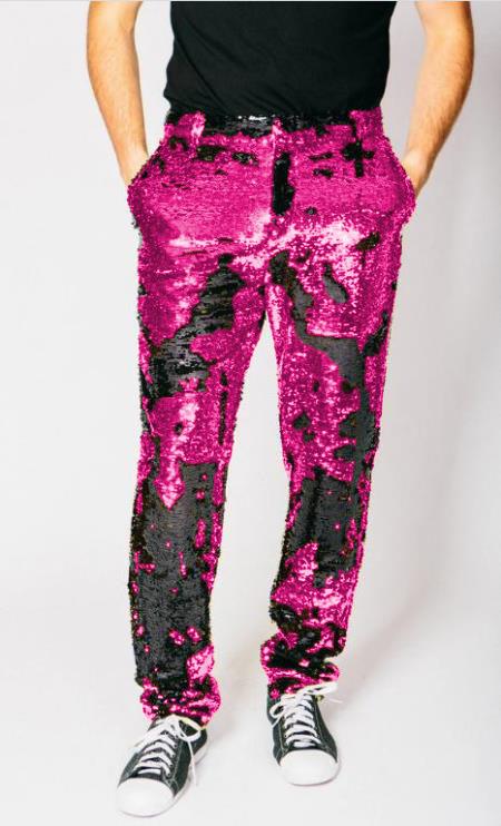 Hot Pink Men's Sequin Party Trousers
