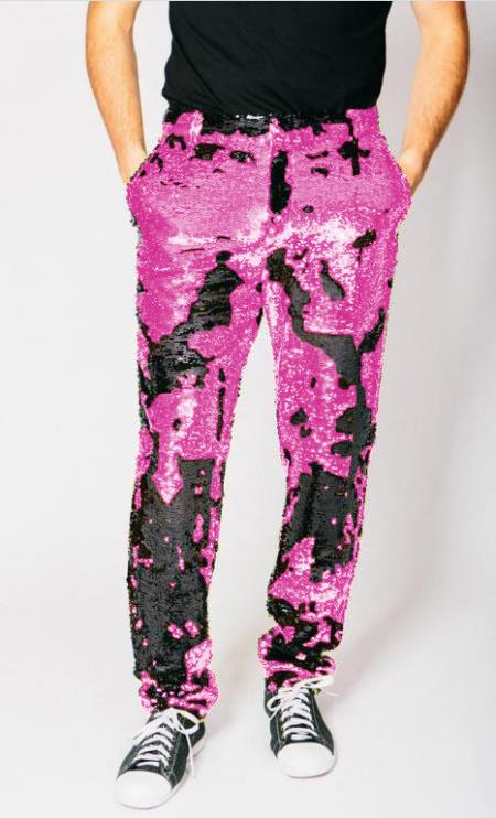 Mens Pink Sequin Party Pants
