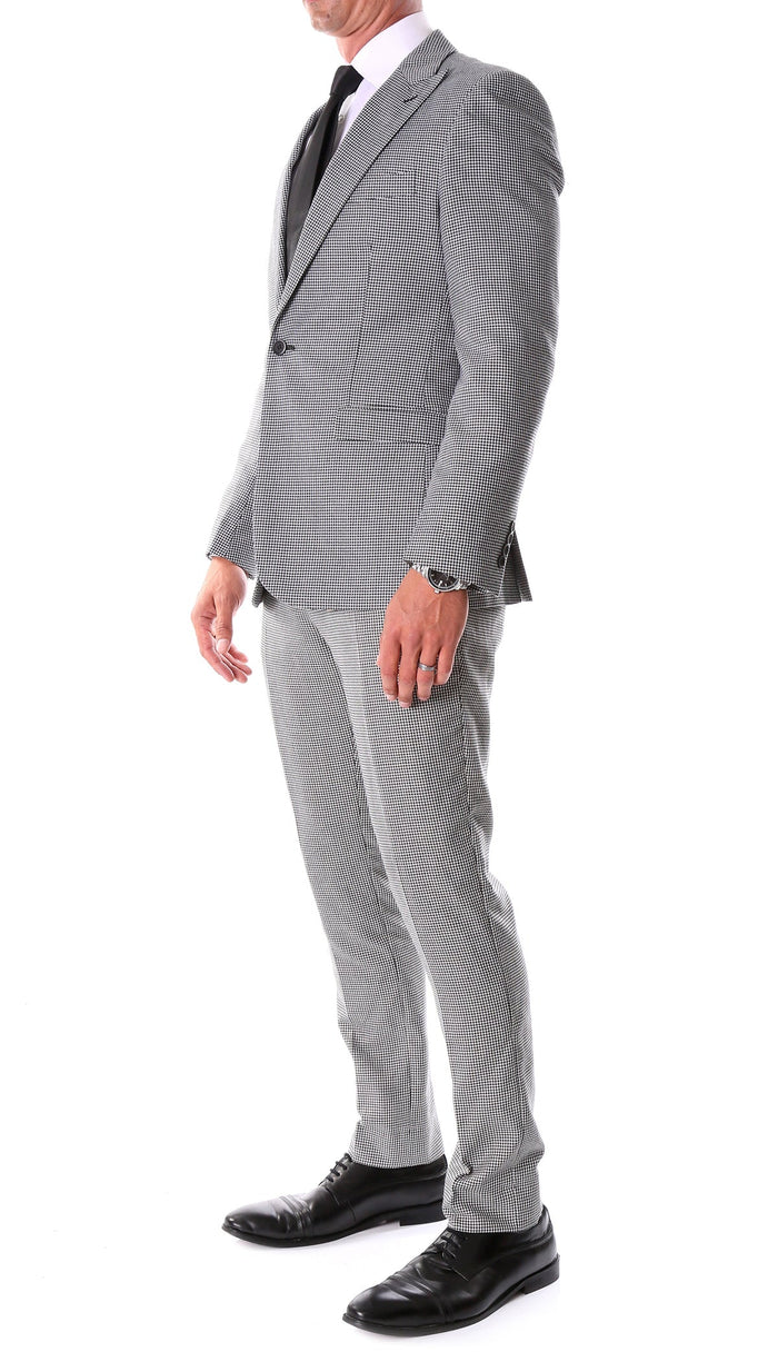 Slim Fit Houndstooth Peak Lapel Suit