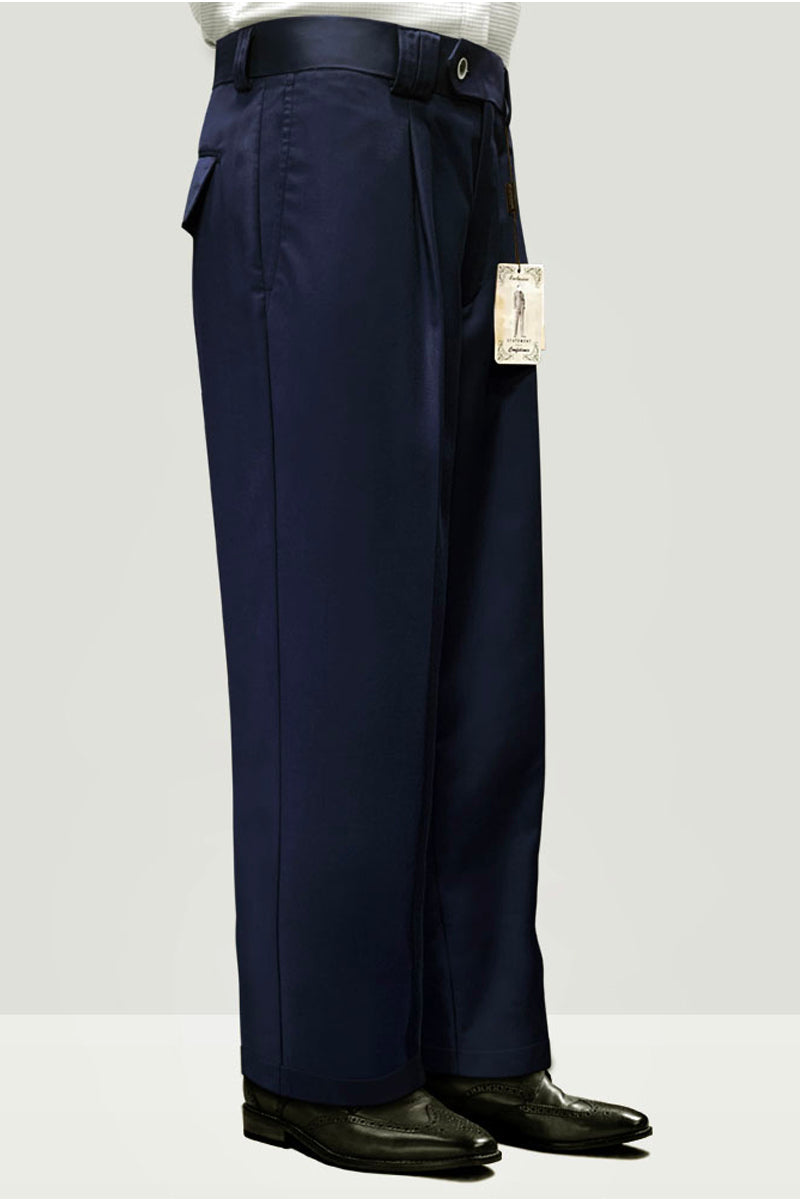 Italian Wool Wide Leg Dress Pants - Navy