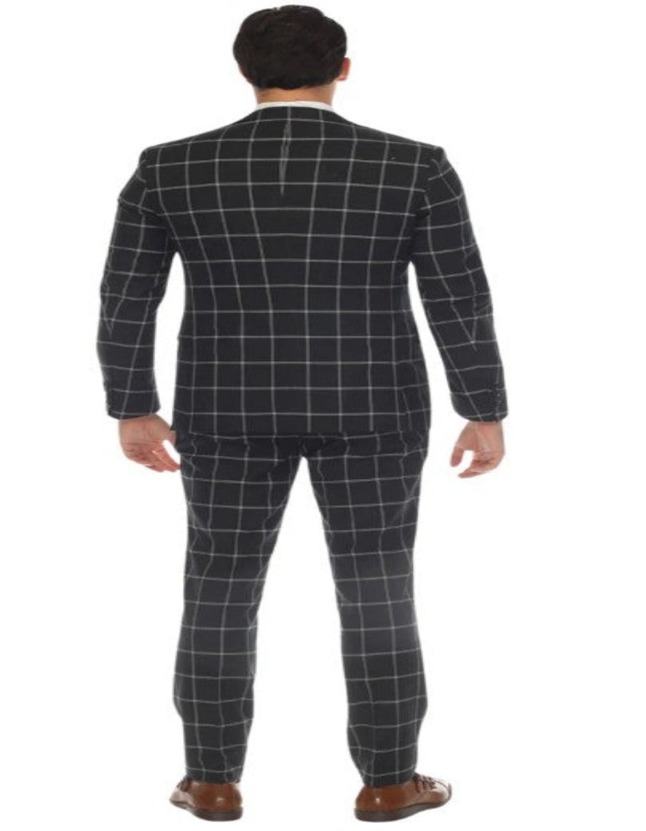 Hunter Green Mens Windowpane Plaid Suit with Vest