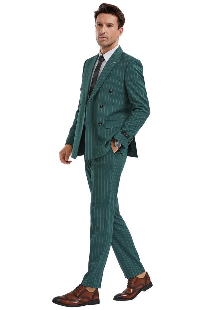 1920s Hunter Green Pinstripe Suit