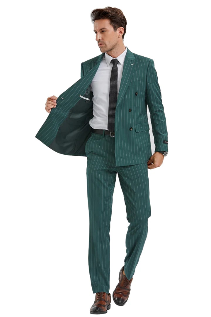 1920s Hunter Green Pinstripe Suit