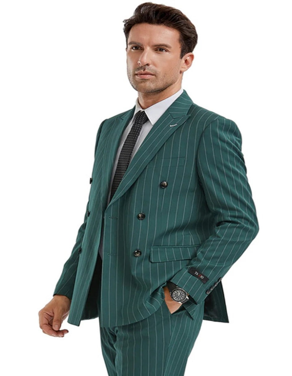 1920s Hunter Green Pinstripe Suit