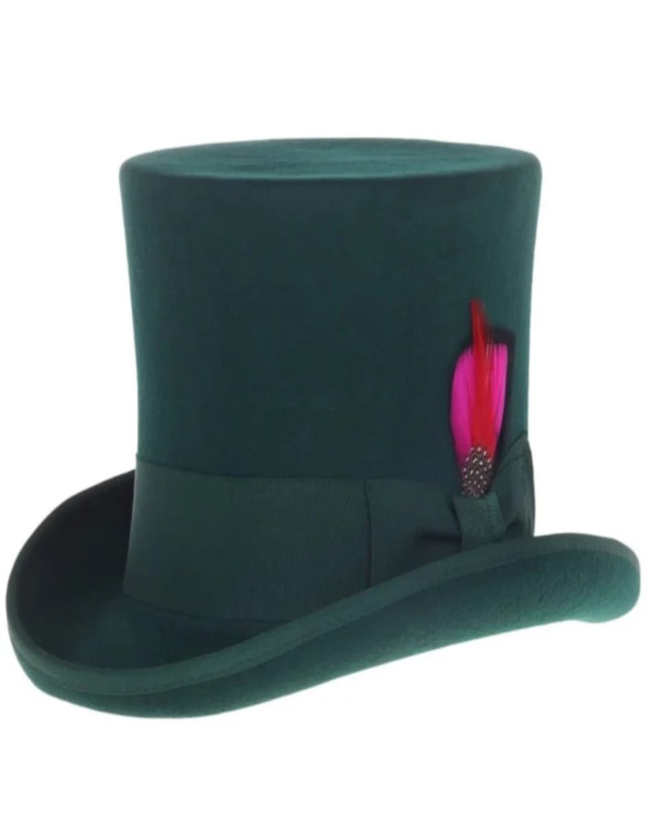 Victorian Steampunk Felt Top Hat Hunter Green