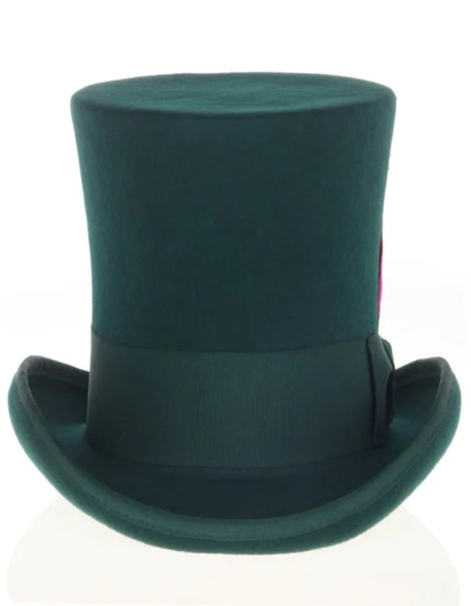 Victorian Steampunk Felt Top Hat Hunter Green