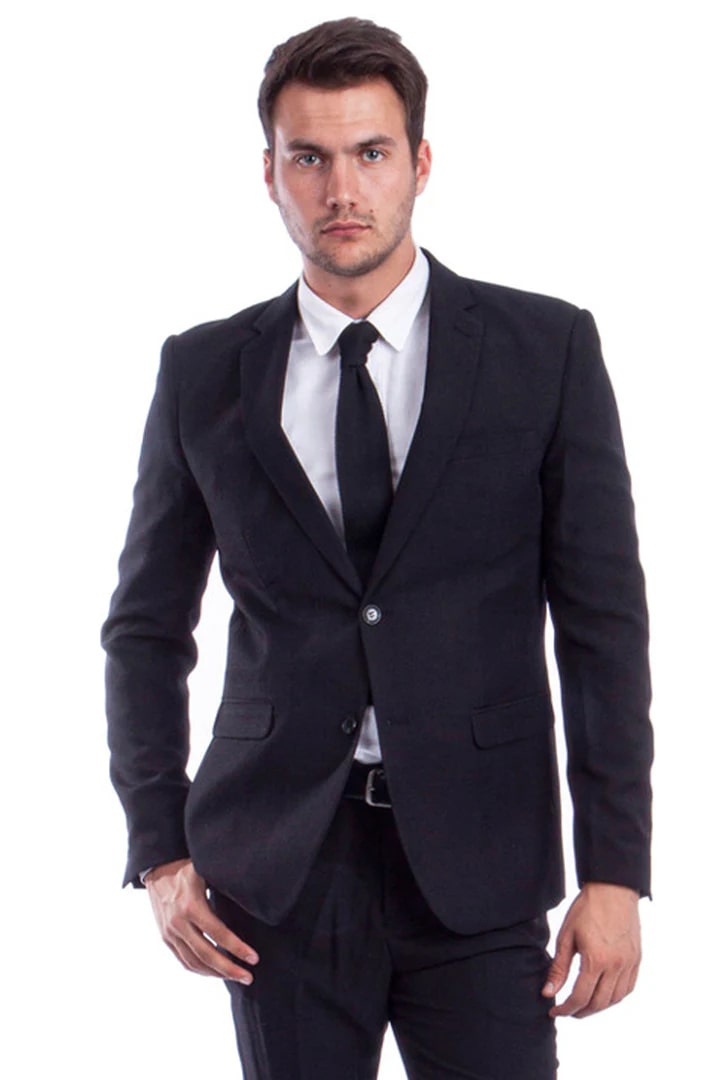 Two Button Hybrid Fit Black Business Suit