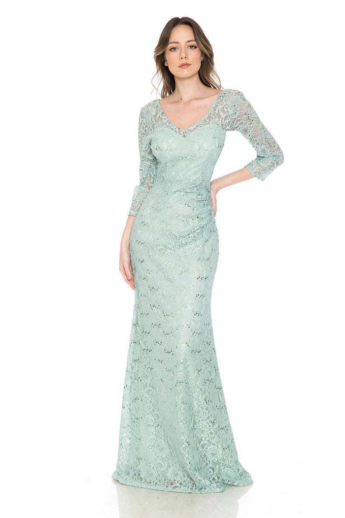 Lenovia 5223 Sequin Embellished Lace Fitted Sweetheart Dress