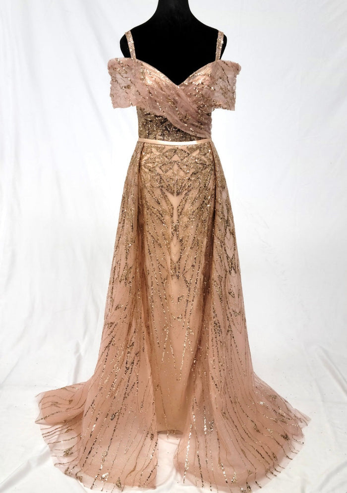 Chicas 17990 Romantic Evening A-Line Floor-Length Sequin Shimmer Satin Dress