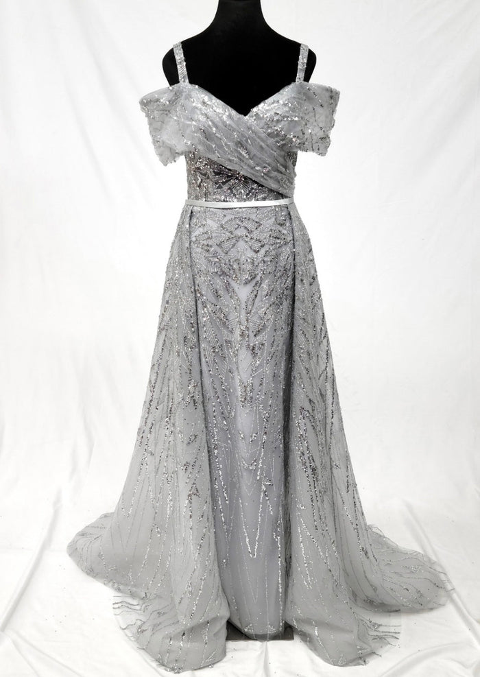 Chicas 17990 Romantic Evening A-Line Floor-Length Sequin Shimmer Satin Dress