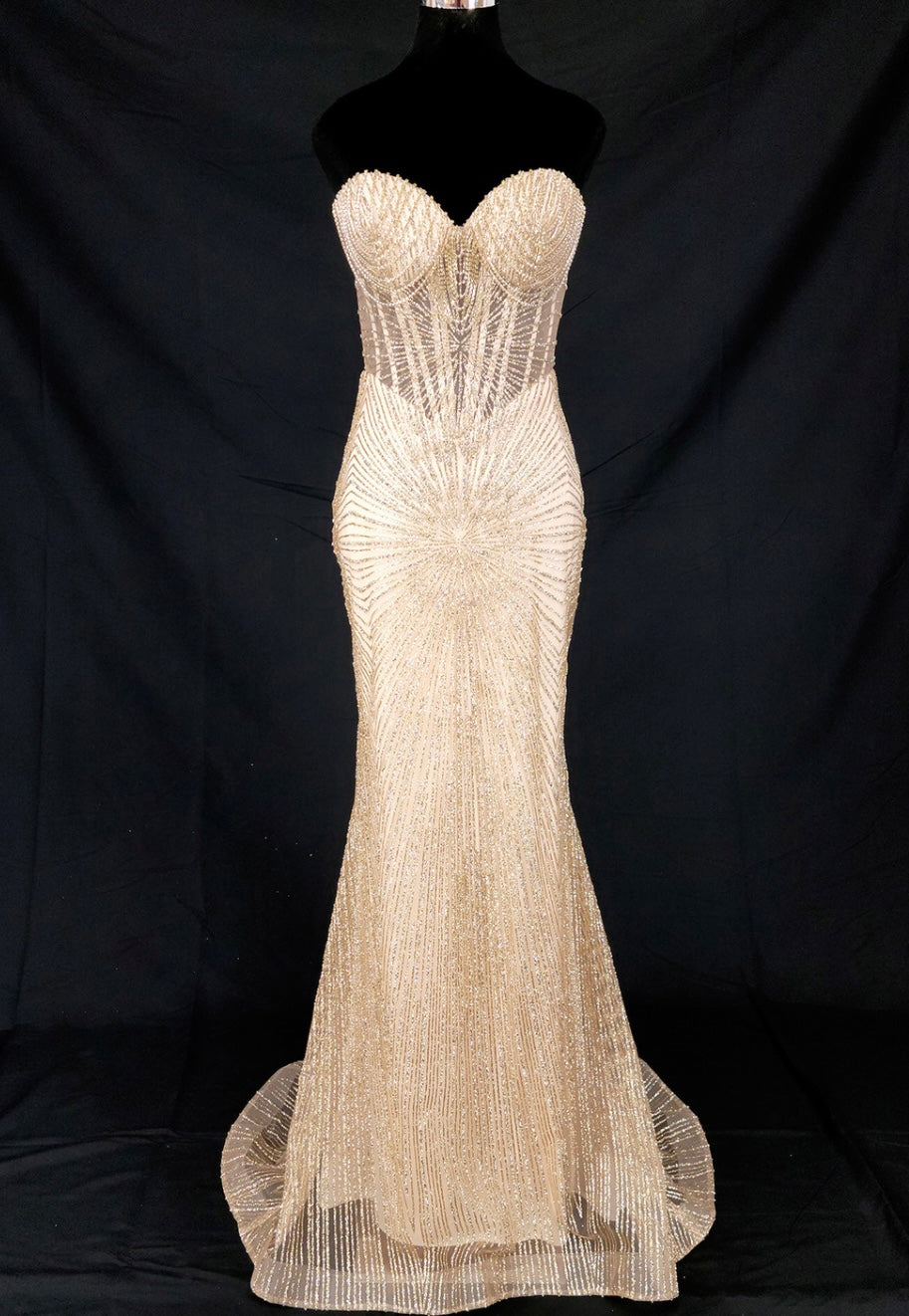 Chicas CF001 Evening Black Mermaid Strapless Floor-Length Fabric Dress