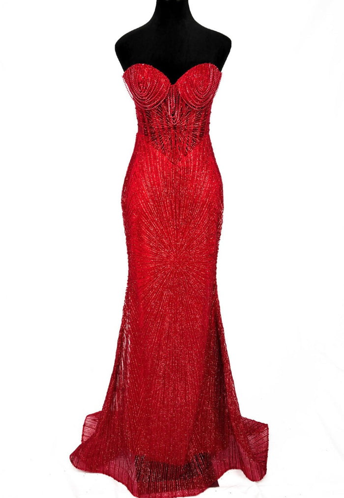Chicas CF001 Evening Black Mermaid Strapless Floor-Length Fabric Dress