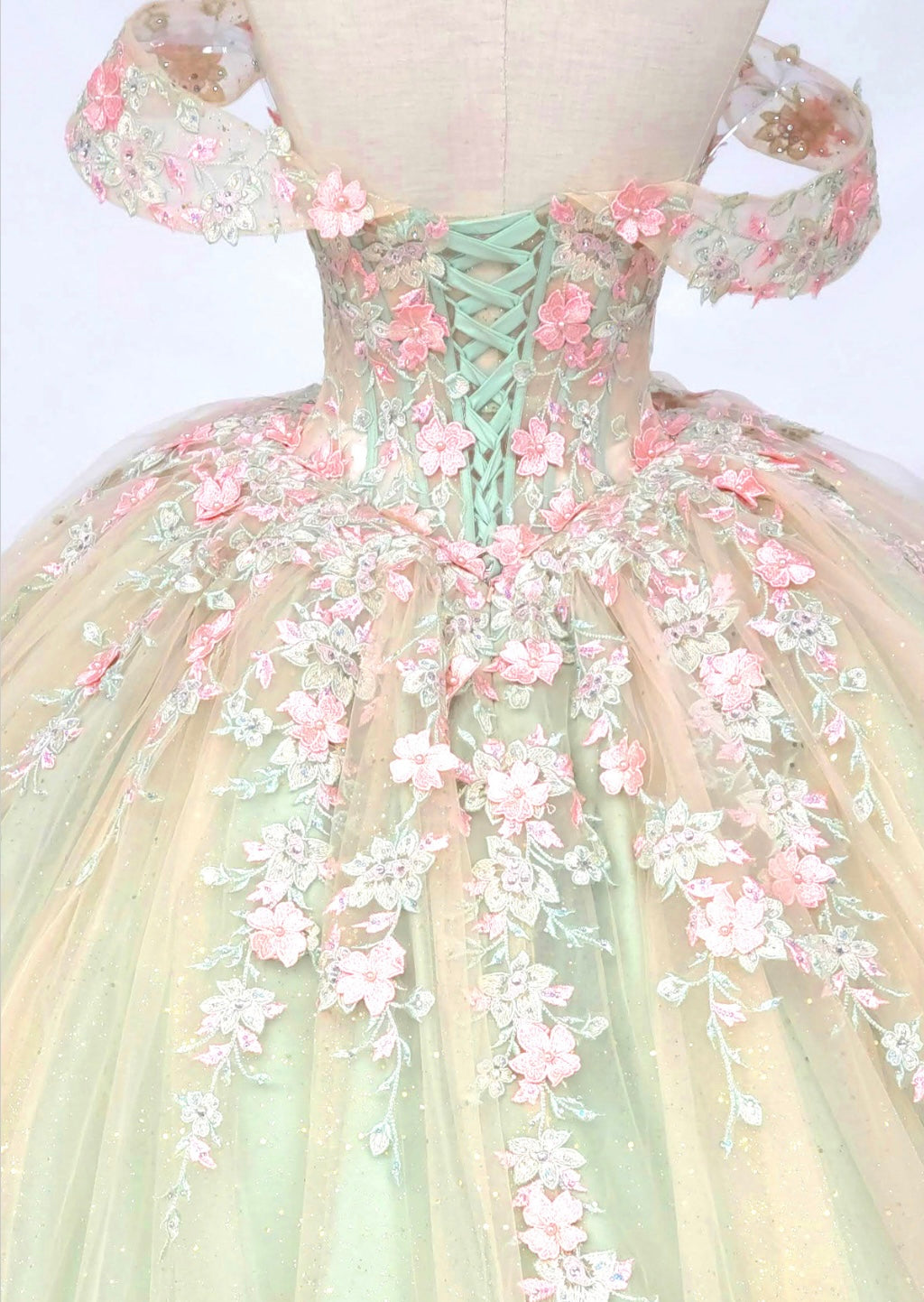 Chicas HF3126 Printed Glitter Formal Green BallDress Tulle Dress