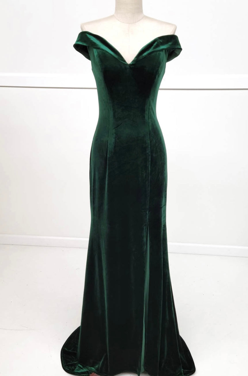 Chicas C6532 Evening Black Floor-Length High-Slit Style Velvet Dress