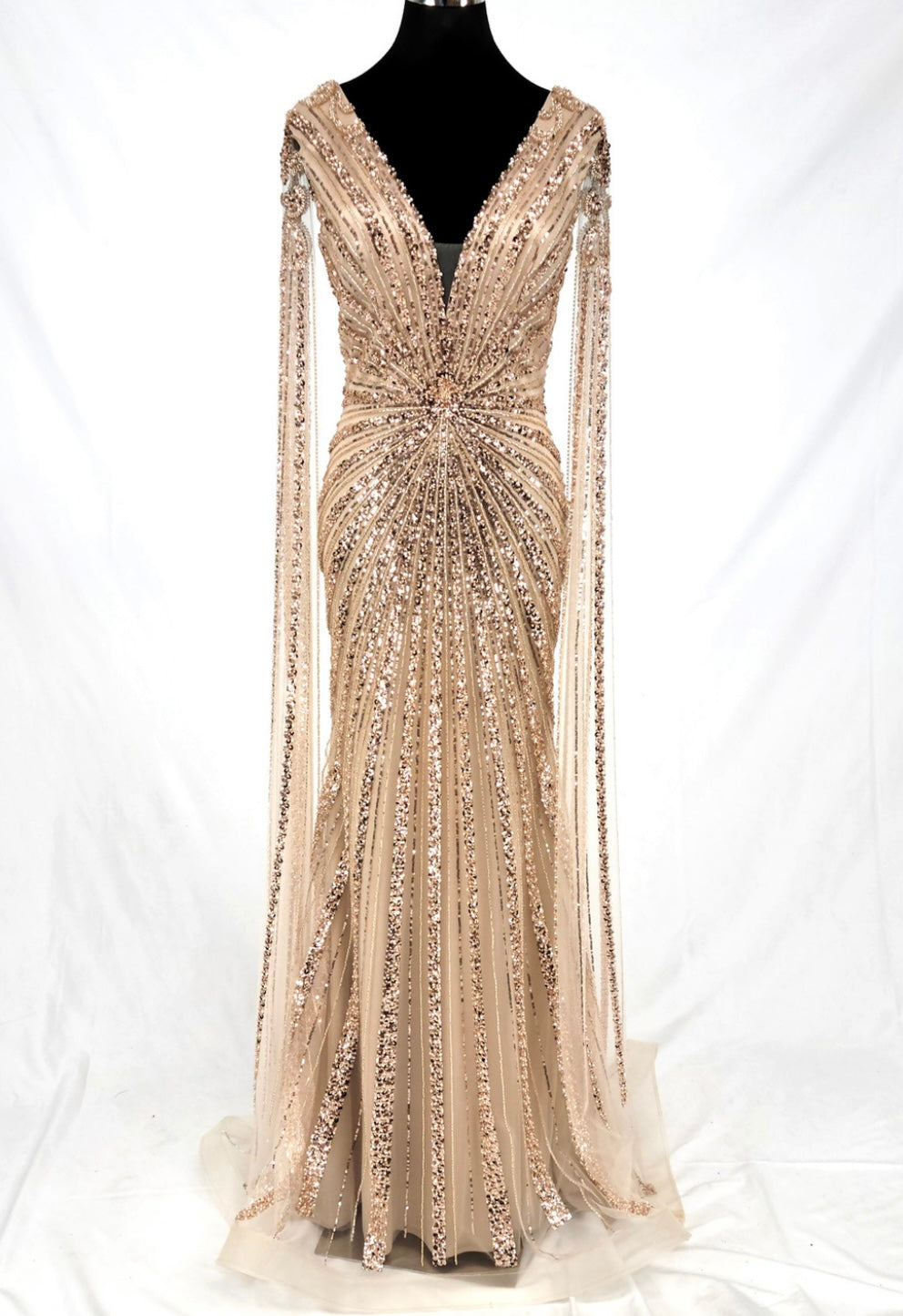 Chicas C840 Evening Black Floor-Length Sequin Shimmer Fabric Dress