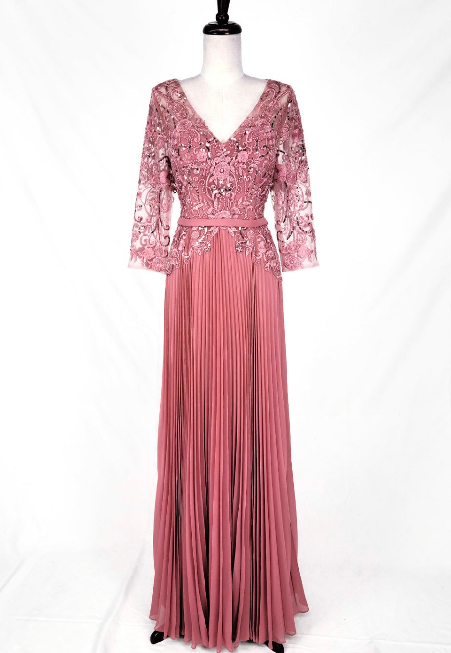 Chicas YG5038 Printed Bridal Rose Floral Floor-Length Sequin Chiffon Dress