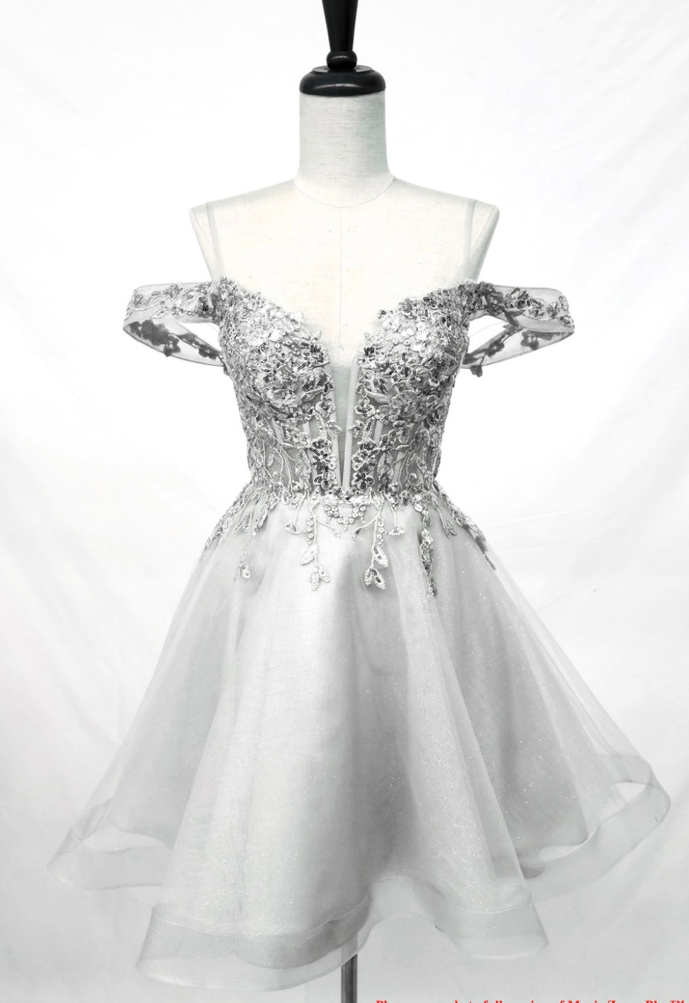 Chicas C359 Romantic Printed Formal Blush Illusion Floral Tulle Dress