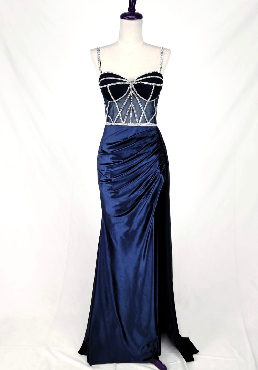 Chicas C368 Glam Evening Black Sweetheart Floor-Length Corset Satin Dress