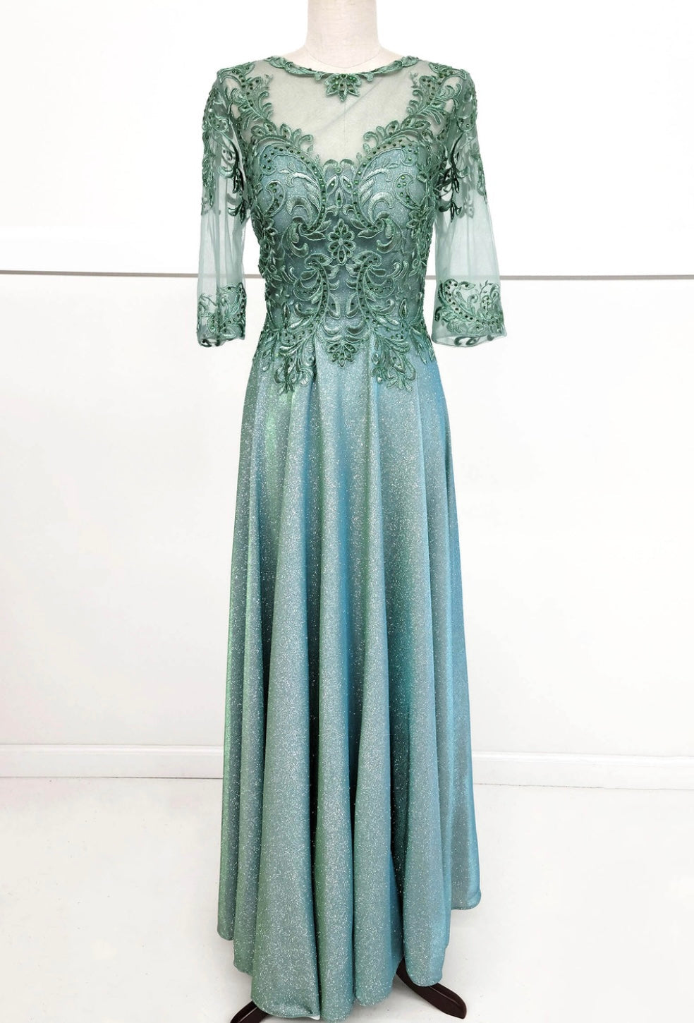 Chicas 5XL6XL Elegant Glitter Bridal Blue A-Line Illusion Tulle Dress