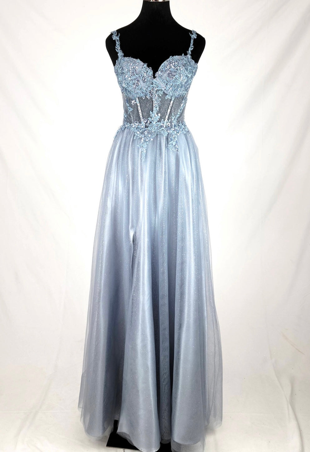 Chicas C365 Elegant Printed Evening Black A-Line Sweetheart Tulle Dress