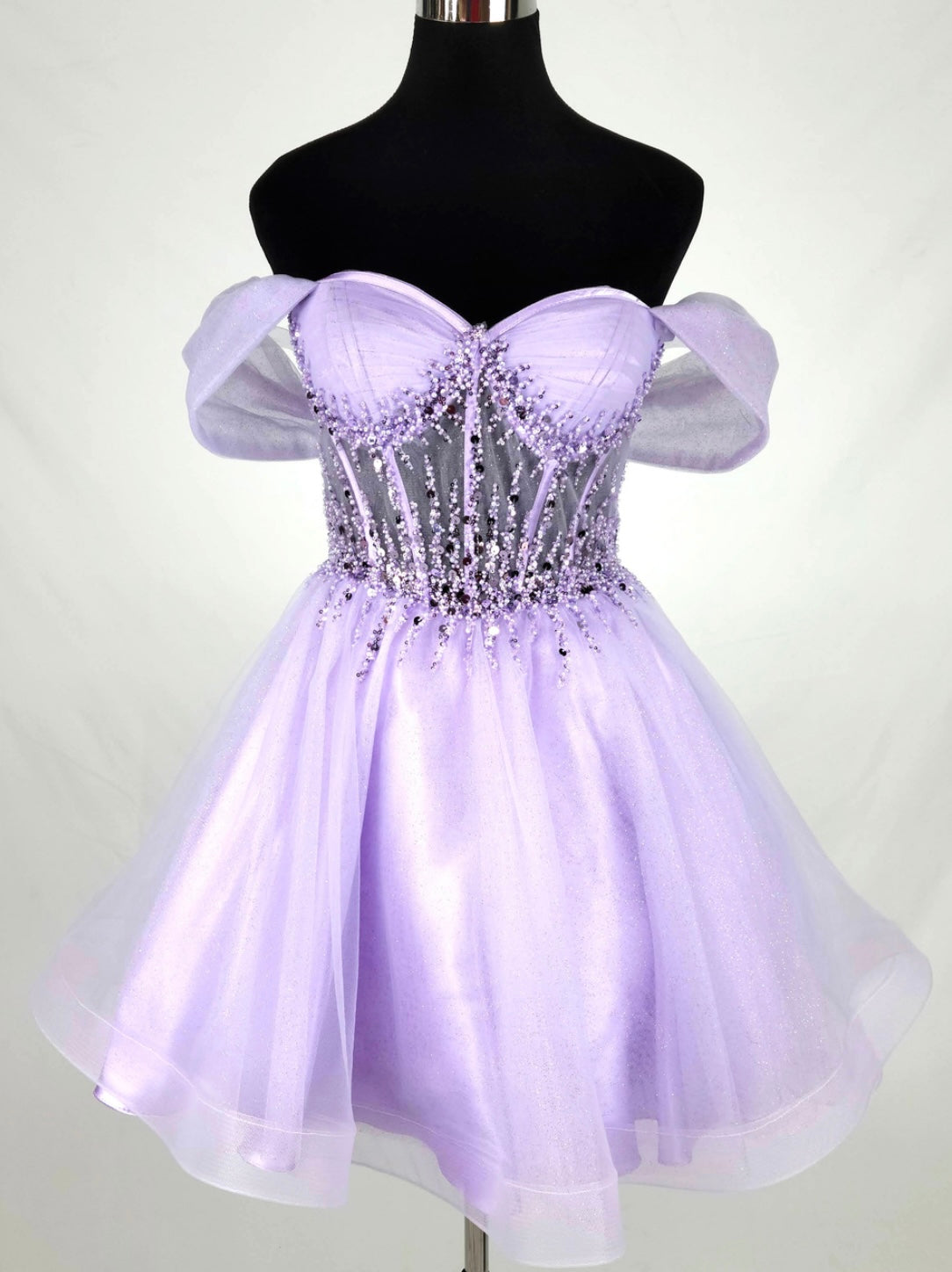 Chicas C363 Cocktail Pink Sweetheart Short Corset Beaded Organza Dress
