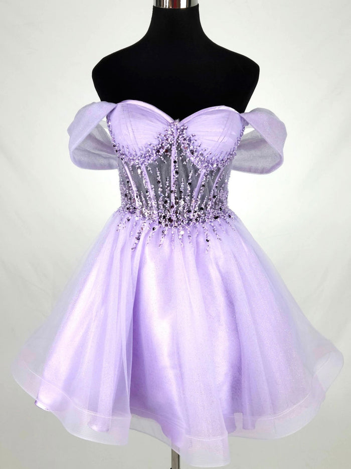 Chicas C363 Cocktail Pink Sweetheart Short Corset Beaded Organza Dress