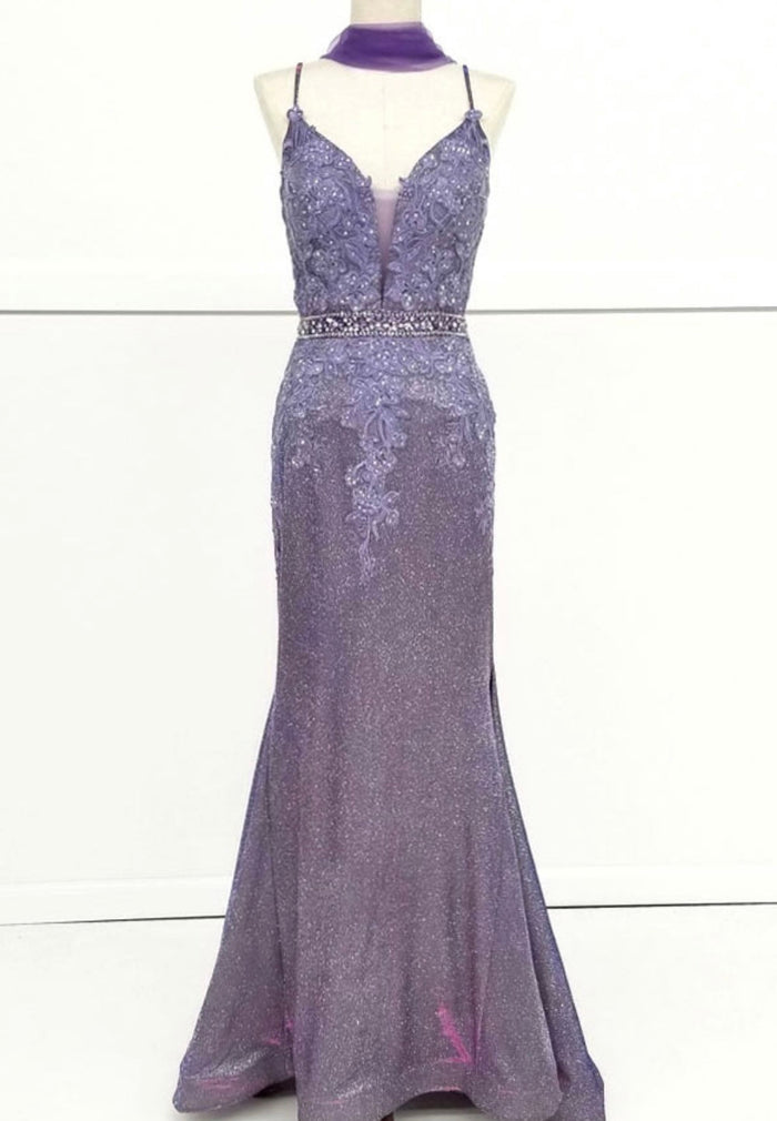 Chicas C243 Printed Evening Blue Illusion Floral Mesh Dress