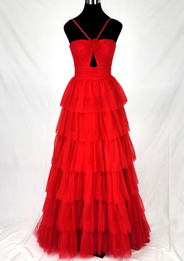 Chicas C837 Romantic Printed Evening Black Sweetheart Floral Tulle Dress