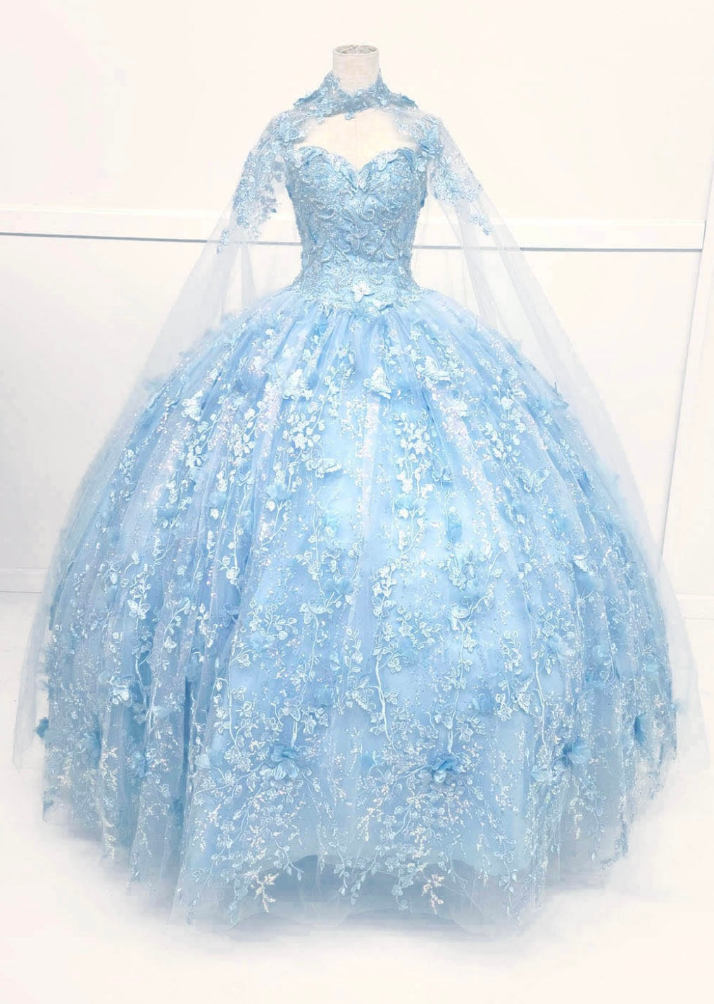 Chicas HF3067 Printed Quinceañera Royal BallDress Floral Floor-Length Tulle Dress
