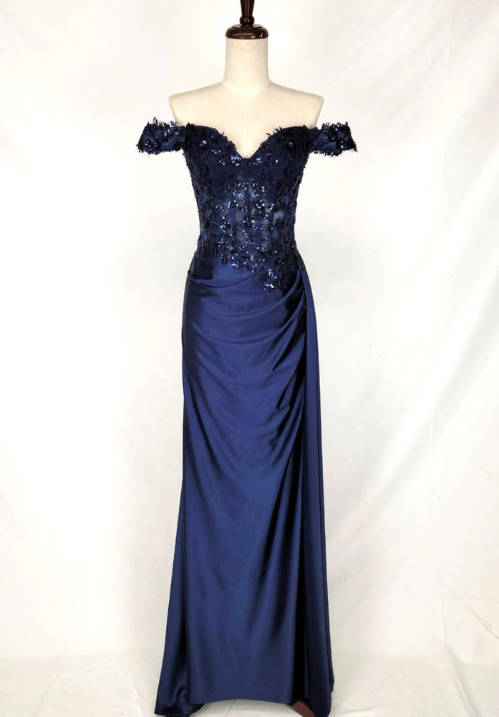 Chicas C362 Printed Evening Red Illusion Floral Floor-Length Satin Dress