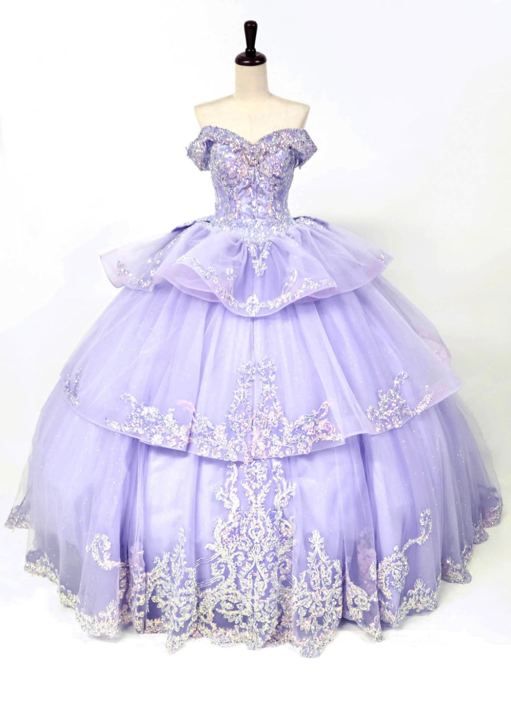 Chicas HF3063 Gold BallDress Floor-Length Sequin Embroidered Organza Dress