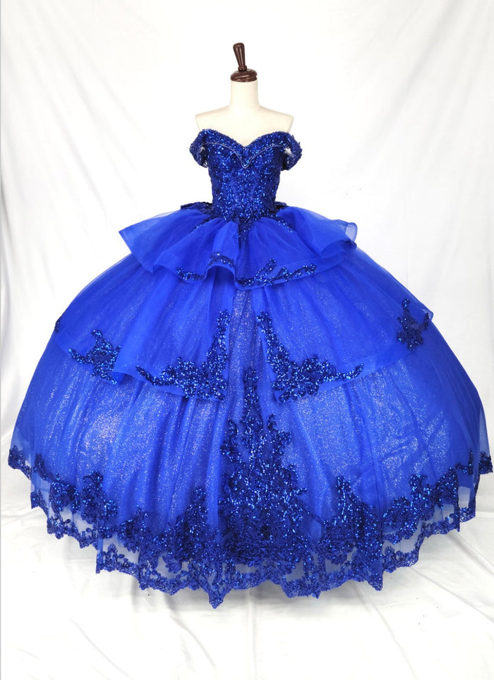 Chicas HF3063 Gold BallDress Floor-Length Sequin Embroidered Organza Dress