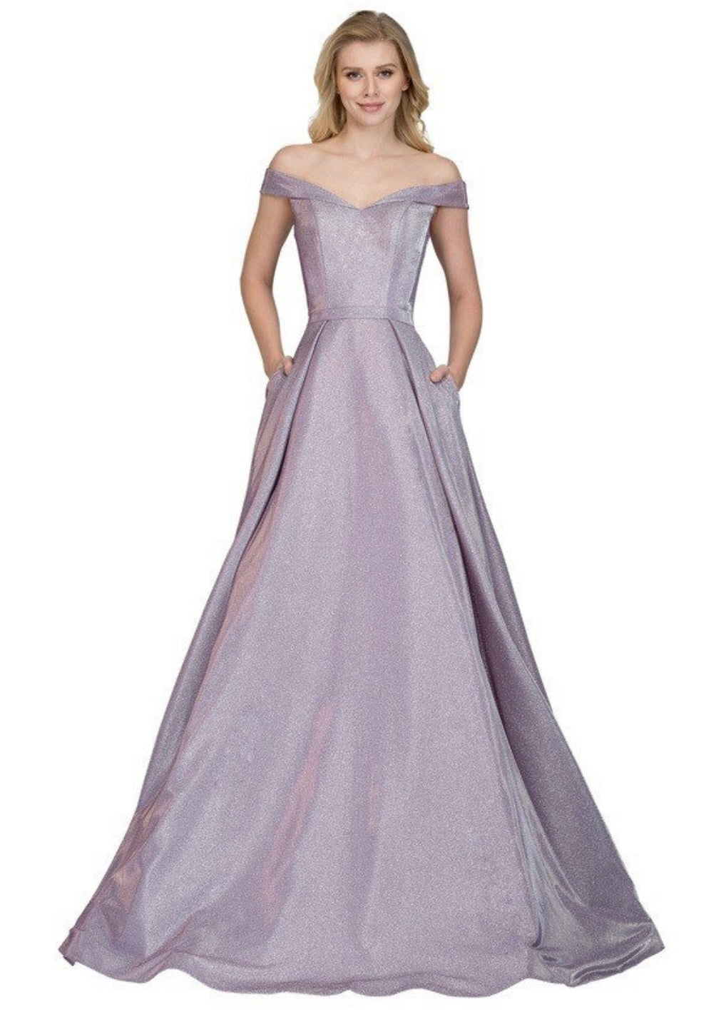 Chicas BT9017 Evening Blush A-Line Floor-Length Shimmer Fabric Dress