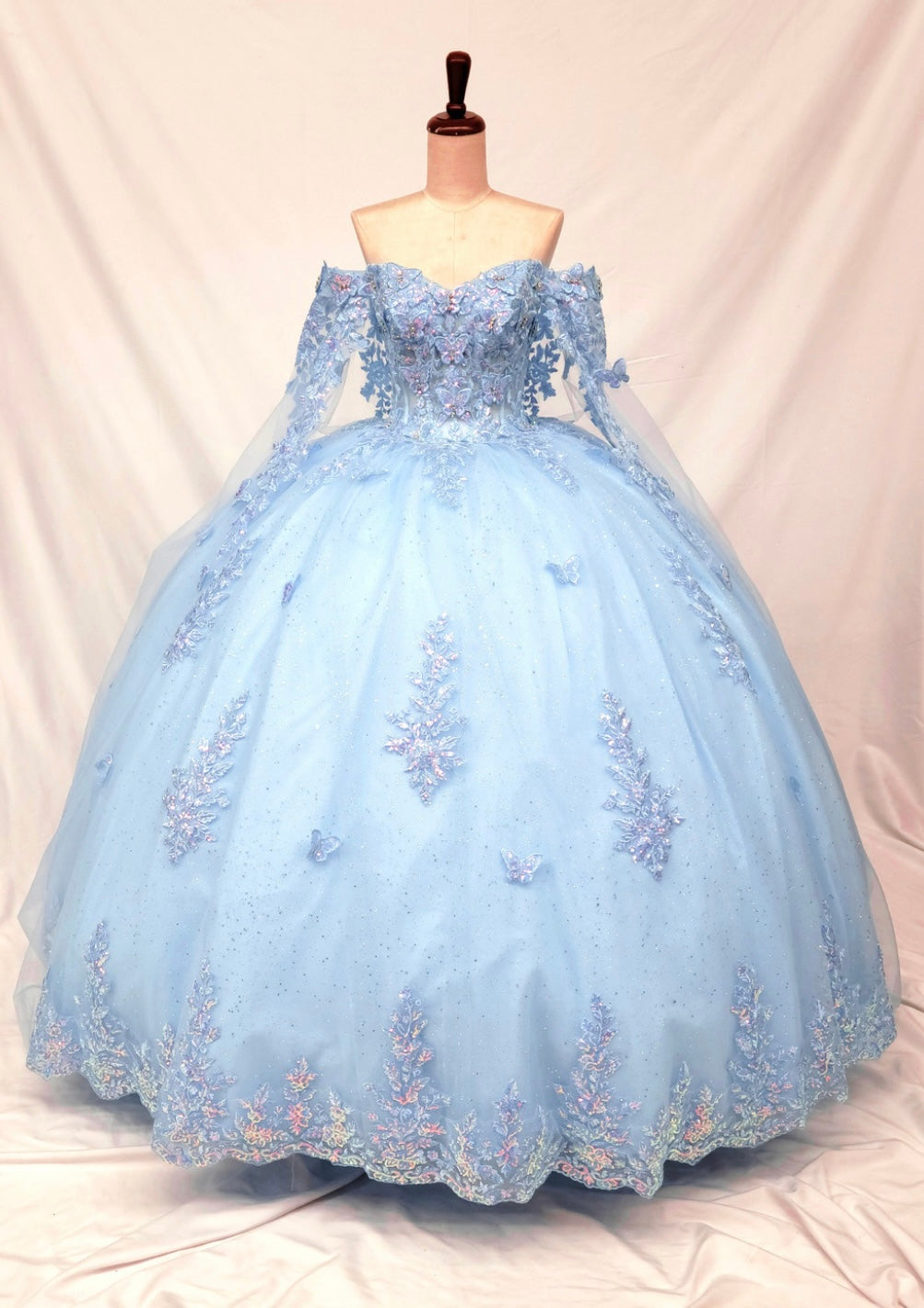 Chicas HF3121 Printed Royal BallDress Butterfly Floral Long Tulle Dress