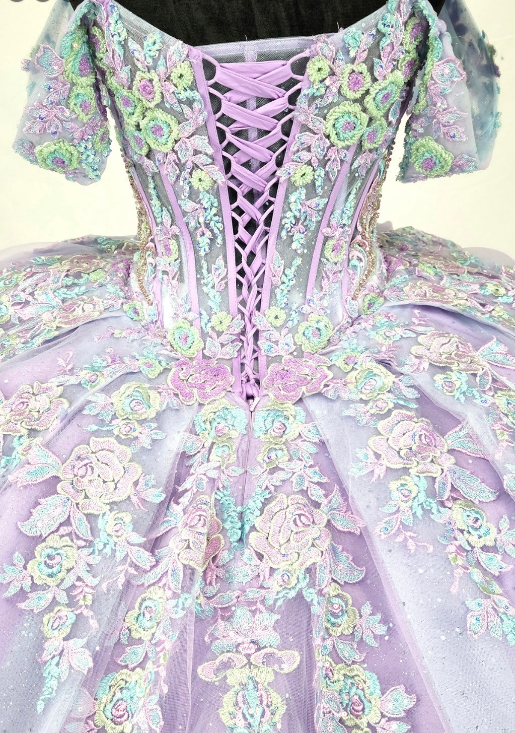 Chicas HF3115 Printed Glitter Pink BallDress Floral Floor-Length Tulle Dress