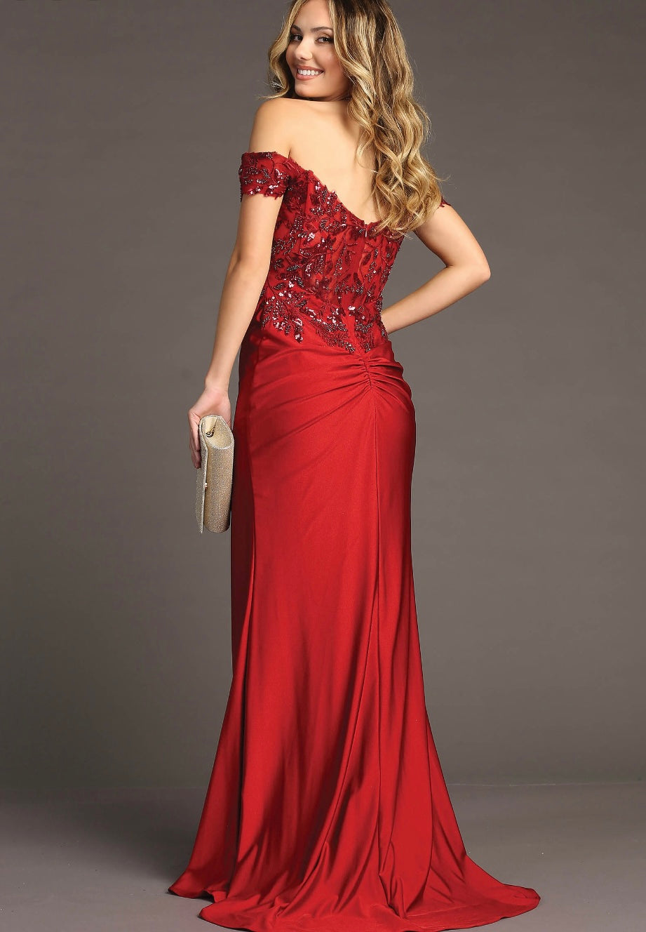 Chicas YG5027 Prom Royal Floor-Length Corset High-Slit Sequin Lace Dress