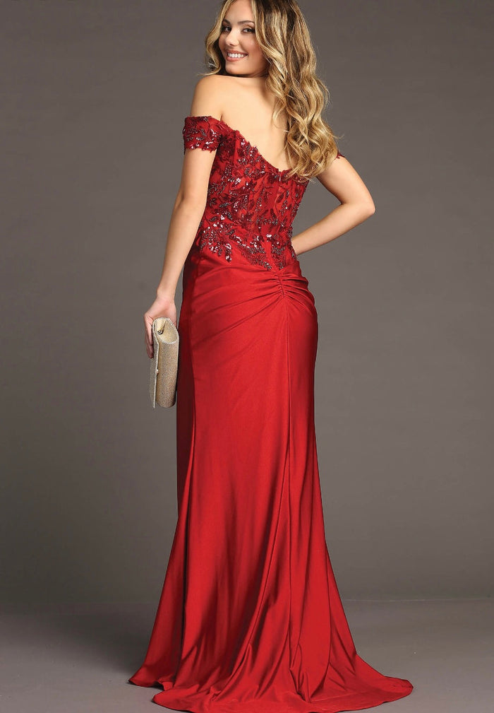 Chicas YG5027 Prom Royal Floor-Length Corset High-Slit Sequin Lace Dress