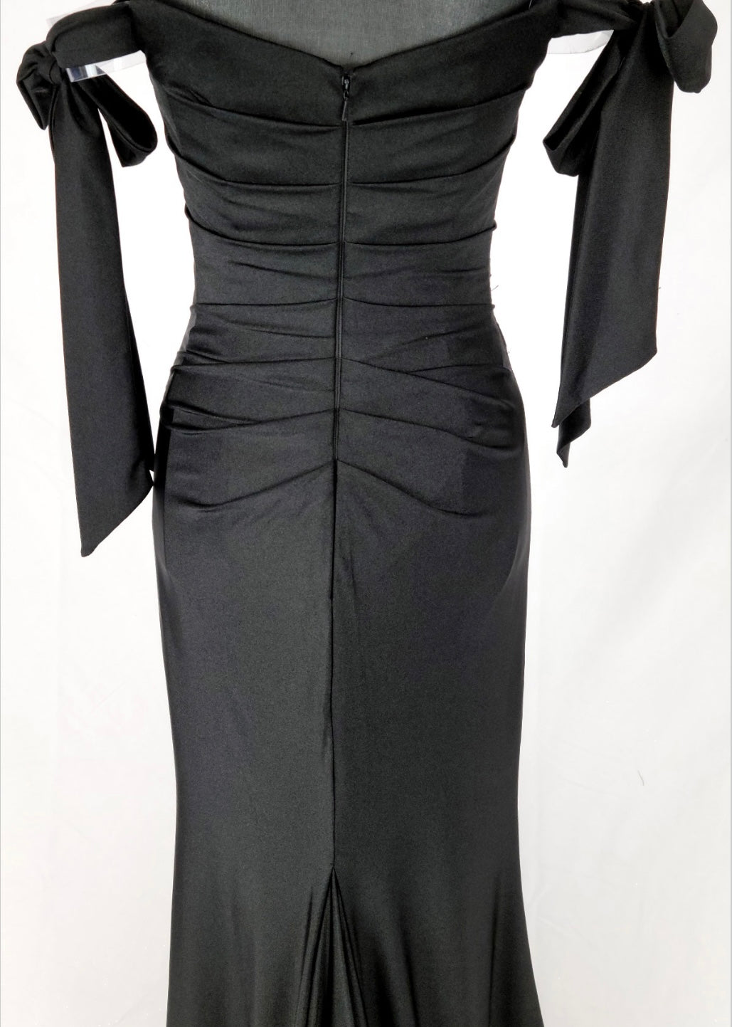 Chicas DM8010 Evening Black Long High-Slit Fabric Dress
