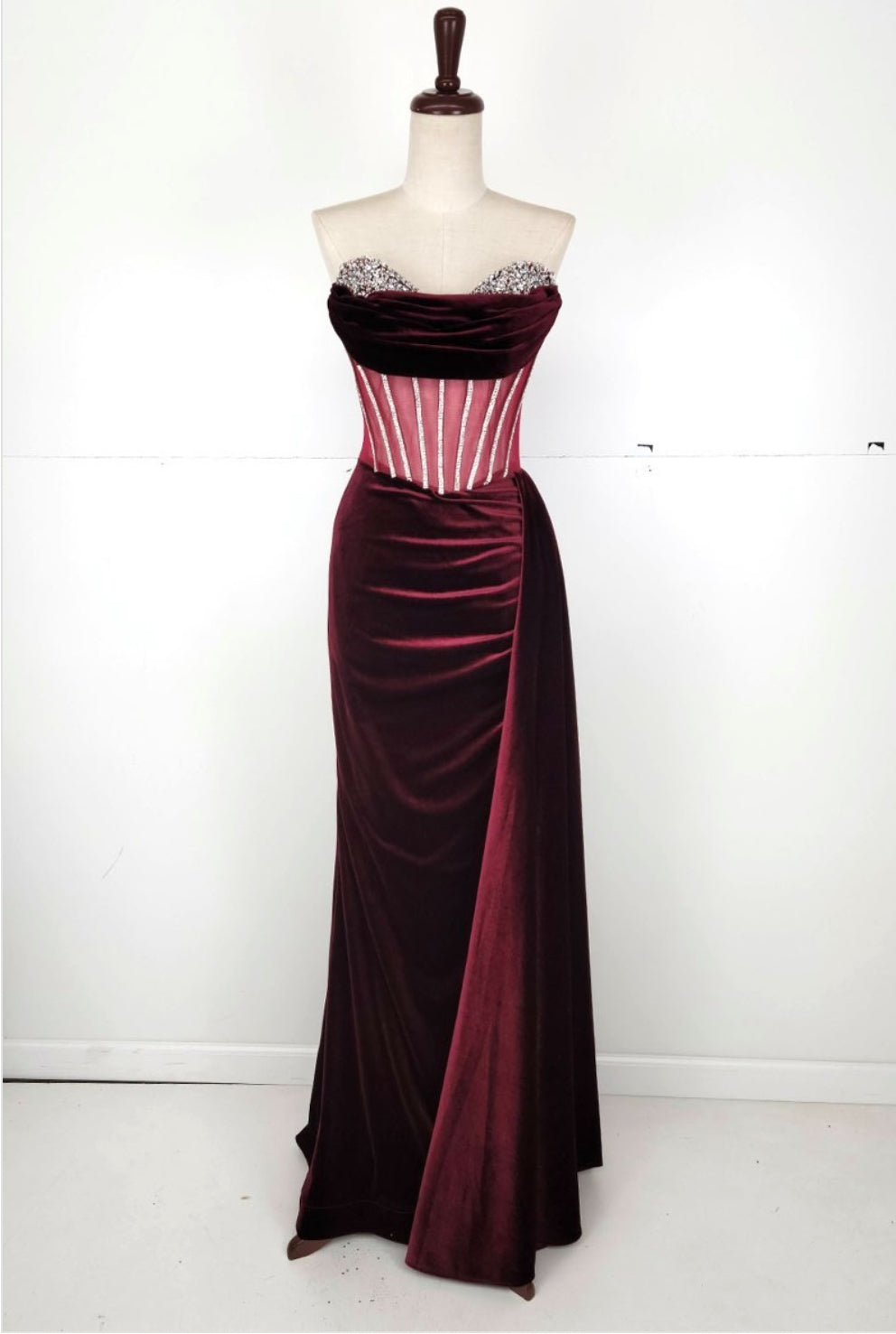 Chicas C337 Floor-Length Long Corset Chic Style Velvet Dress