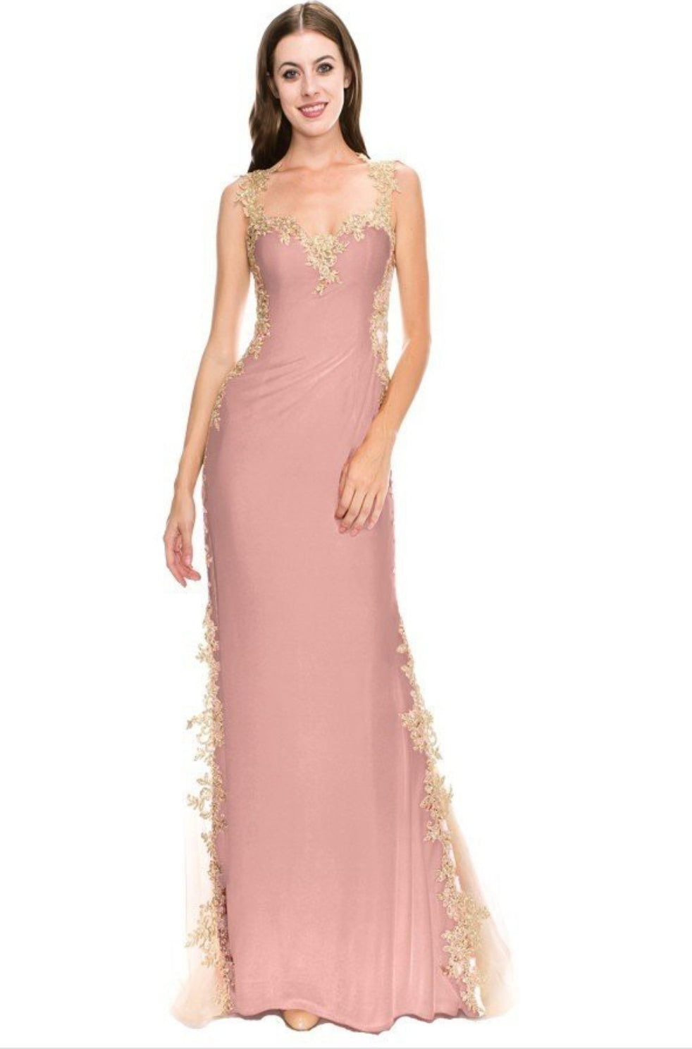 Chicas C9150 Butterfly Floor-Length Long Chic Style Jersey Dress