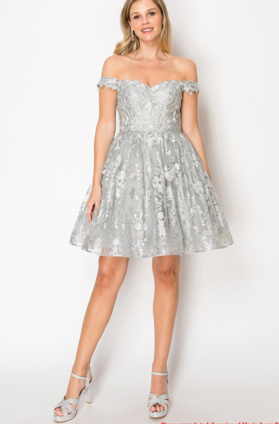 Chicas C322 Elegant Printed Prom A-Line Butterfly Floral Tulle Dress