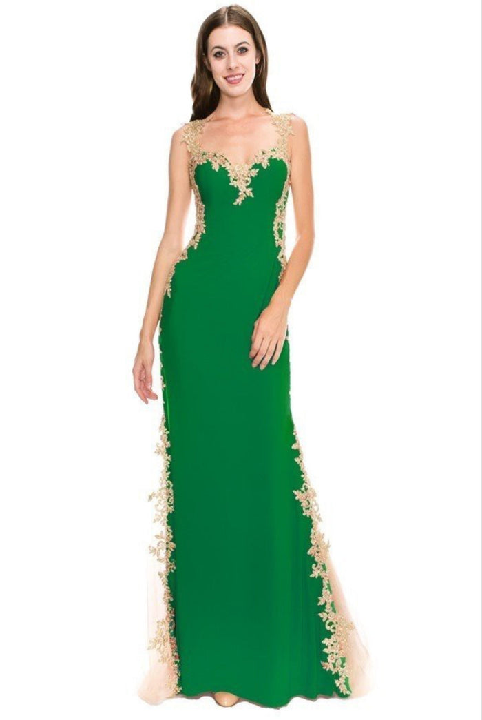 Chicas C9150 Butterfly Floor-Length Long Chic Style Jersey Dress