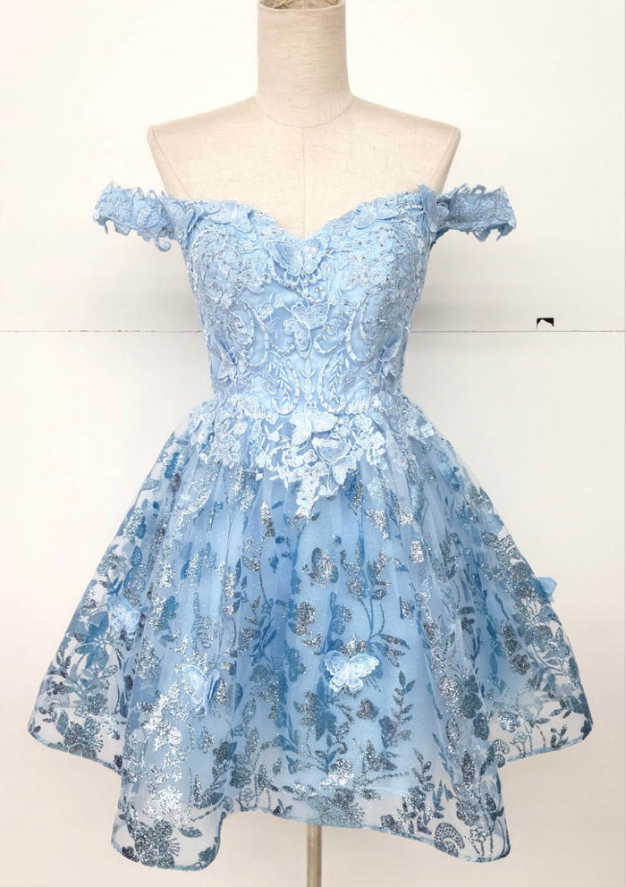 Chicas C322 Elegant Printed Prom A-Line Butterfly Floral Tulle Dress