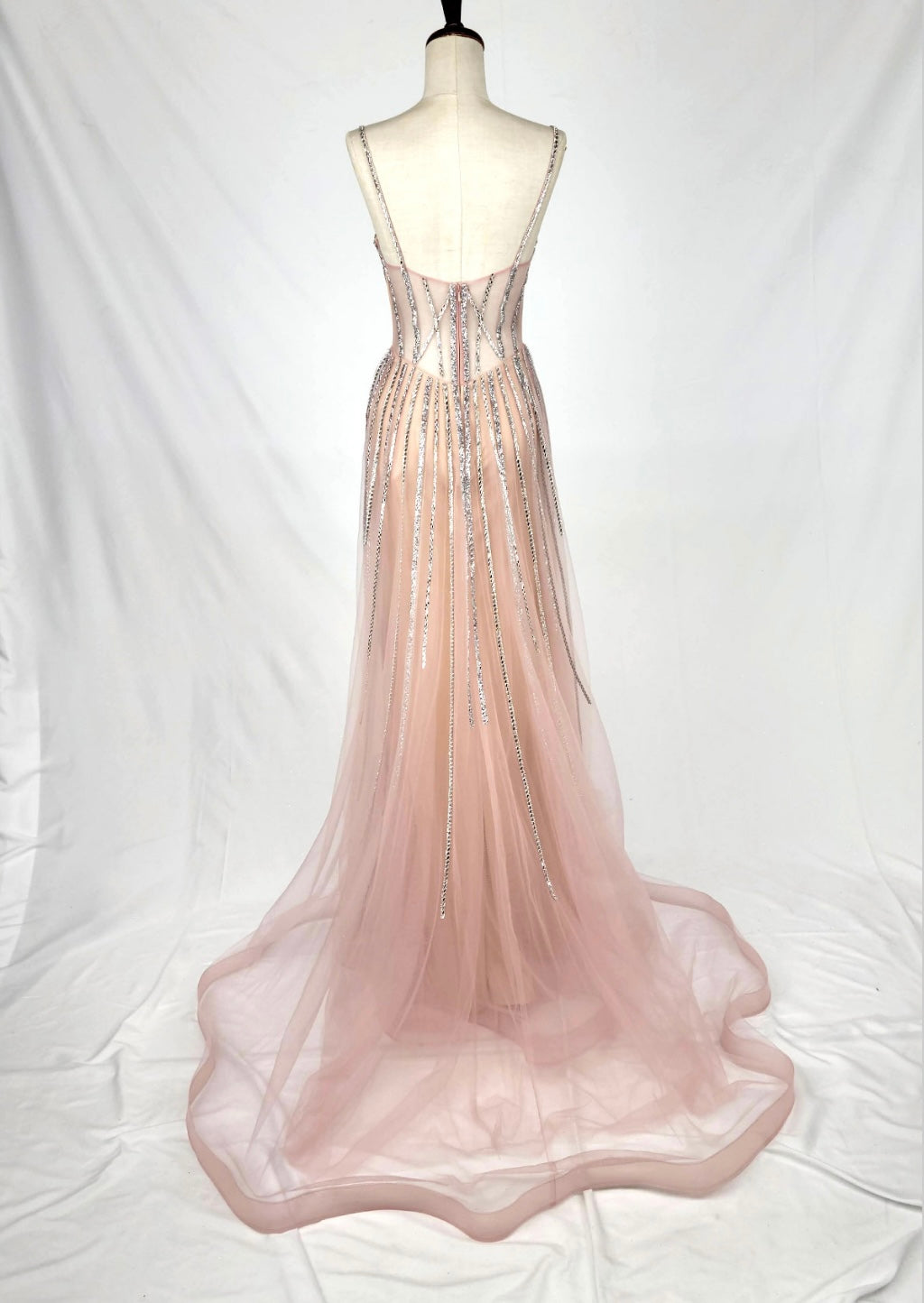 Chicas C824 Modern Glitter Red Mermaid Sweetheart Floor-Length Tulle Dress