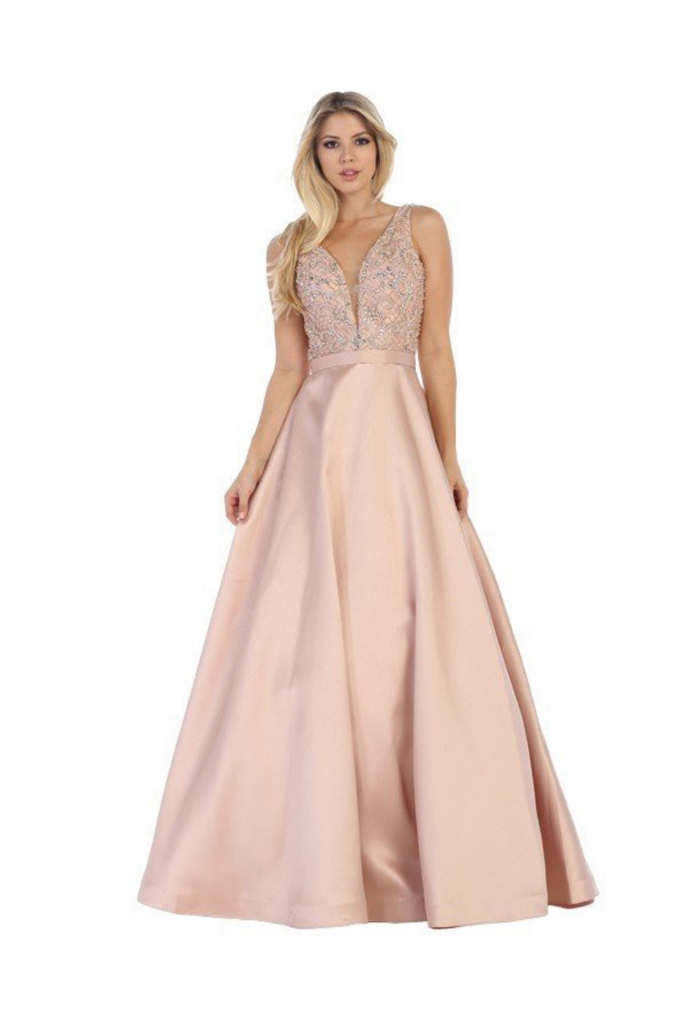 Chicas CC3022 Floor-Length Beaded Formal Style Taffeta Dress