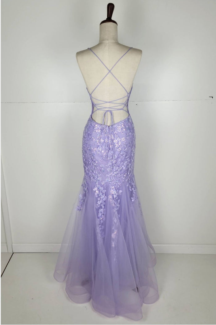 Chicas C334 Mermaid Spaghetti-Strap Floral Floor-Length Corset Ruffled Fabric Dress