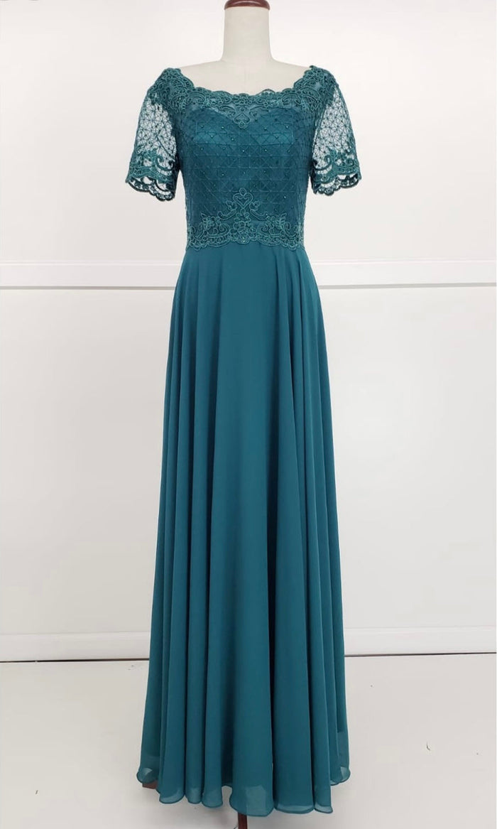 Chicas J004 Elegant Bridal Burgundy Short Embroidered Chiffon Dress