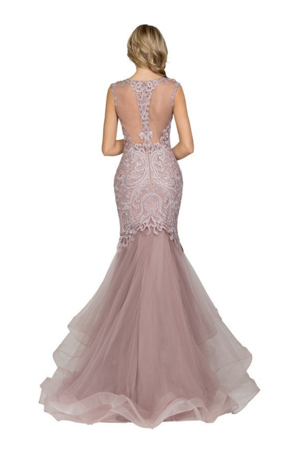 Chicas YG5011 Elegant Mermaid Floor-Length Ruffled Style Tulle Dress